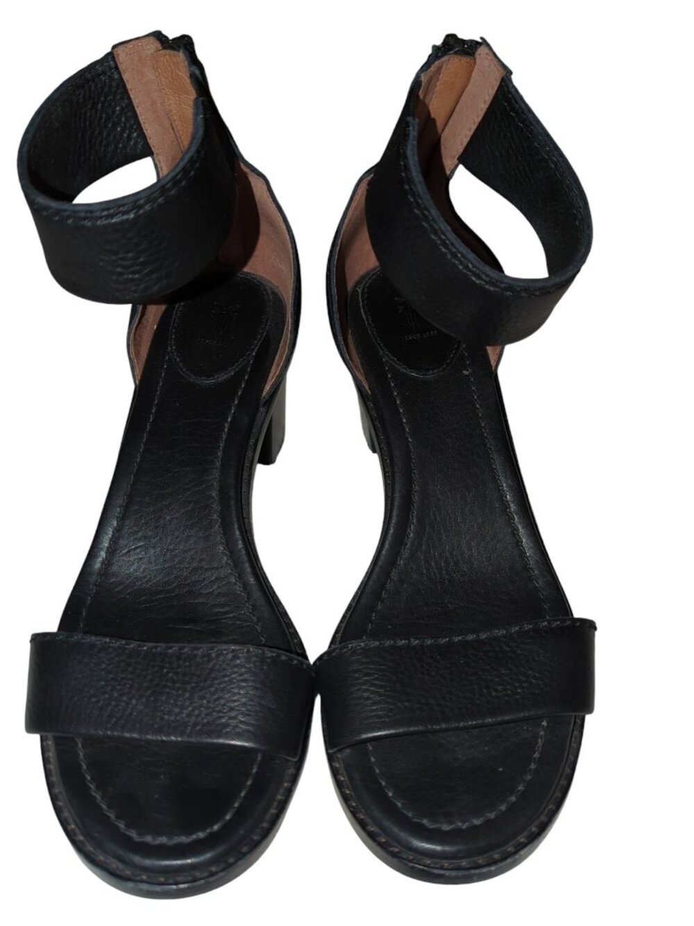 Frye Brielle Black Zip heeled Sandal Size 8